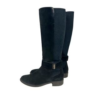 Aquatalia Giada Black Suede Knee High Riding Boots Water Resistant Italy 7.5